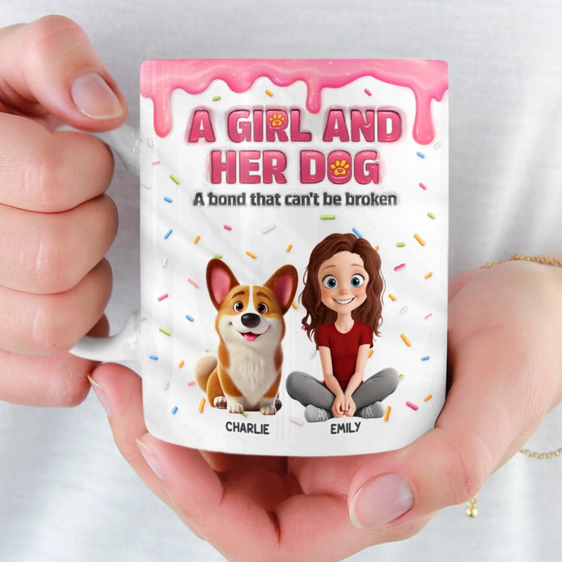 Custom 3D Inflated Effect Printed Mug - Personalized Birthday Gifts For Dog Lovers, Dog Dad And Mom - Her World, Her Dog