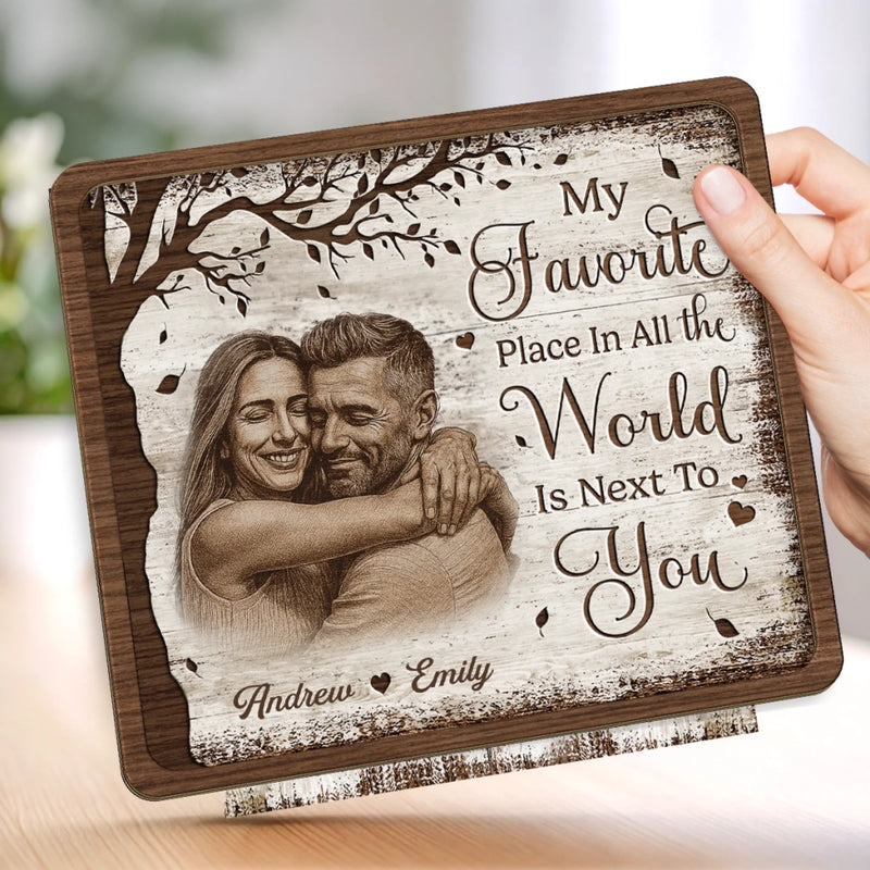 Custom Photo 2-Layered Wooden Plaque - Personalized Anniversary Wedding Gifts For Husband And Wife, Him And Her - Love Chosen Again Today