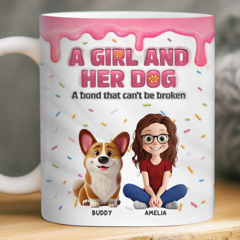 Custom 3D Inflated Effect Printed Mug - Personalized Birthday Gifts For Dog Lovers, Dog Dad And Mom - Her World, Her Dog