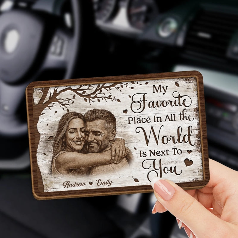 Custom Photo Car Visor Clip - Personalized Anniversary Wedding Gifts For Husband And Wife, Him And Her - Together We Feel Safe