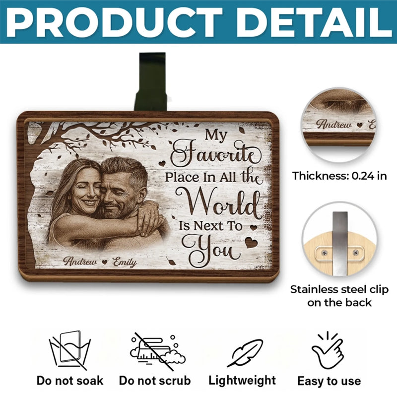 Custom Photo Car Visor Clip - Personalized Anniversary Wedding Gifts For Husband And Wife, Him And Her - Together We Feel Safe