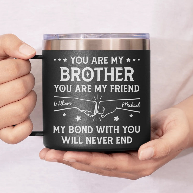 Custom 14oz Stainless Steel Tumbler With Handle -  Personalized Birthday Gifts For Dad, Brother, Sister, Kids - Love In Every Sip