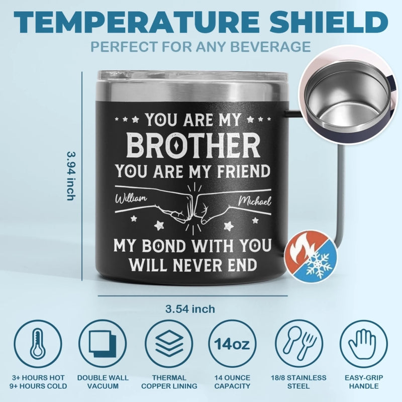 Custom 14oz Stainless Steel Tumbler With Handle -  Personalized Birthday Gifts For Dad, Brother, Sister, Kids - Love In Every Sip