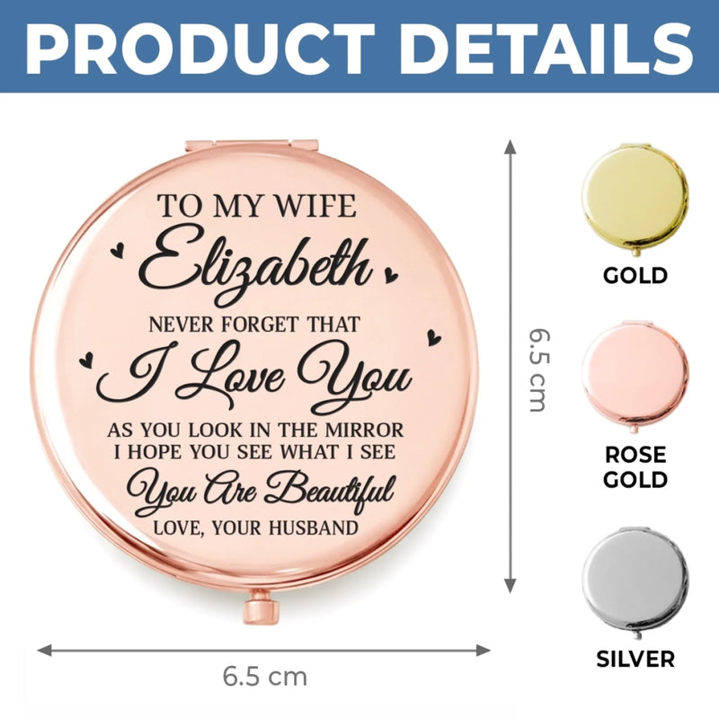Custom Compact Mirror - Personalized Anniversary Wedding Gifts For Husband And Wife, Him And Her - Us Feels Like Home