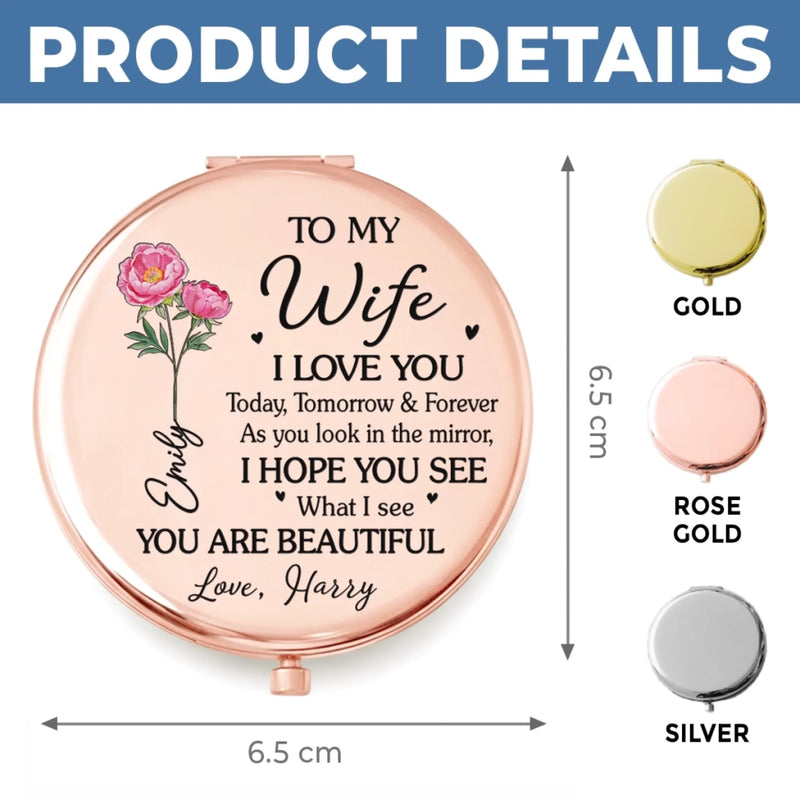 Custom Compact Mirror - Personalized Anniversary Wedding Gifts For Husband And Wife, Him And Her - You And Me Always