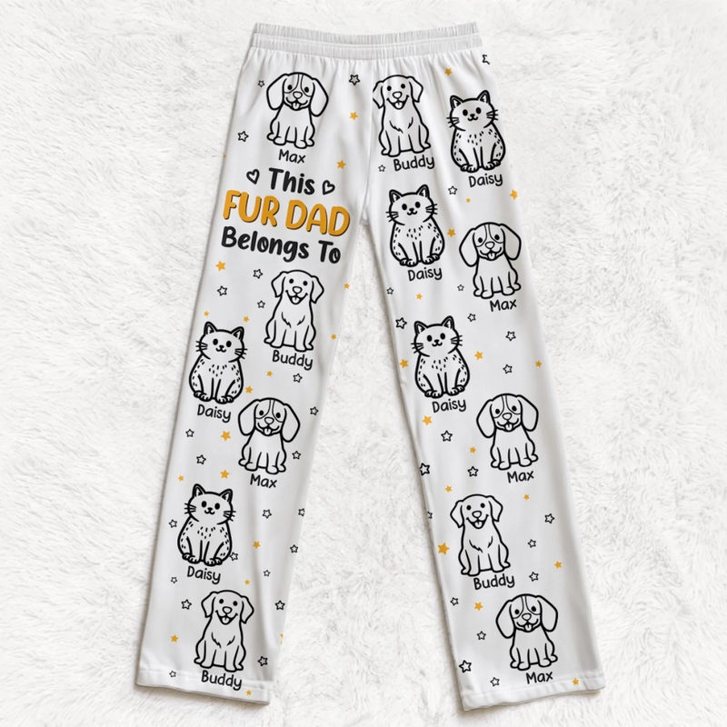 Custom Pajama Pants - Personalized Birthday Gifts For Dog Cat Lovers, Dog Dad And Mom, Cat Owners - Belongs To My Crew