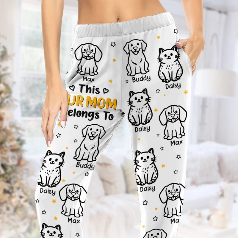 Custom Pajama Pants - Personalized Birthday Gifts For Dog Cat Lovers, Dog Dad And Mom, Cat Owners - Belongs To My Crew