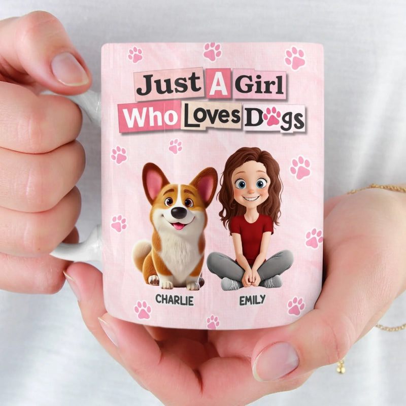 Custom Mug - Personalized Birthday Gifts For Dog Lovers, Dog Dad And Mom - Girl Surrounded By Dogs