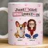 Custom Mug - Personalized Birthday Gifts For Dog Lovers, Dog Dad And Mom - Girl Surrounded By Dogs
