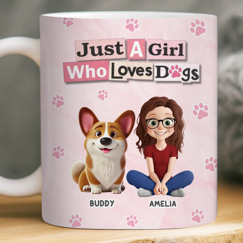 Custom Mug - Personalized Birthday Gifts For Dog Lovers, Dog Dad And Mom - Girl Surrounded By Dogs