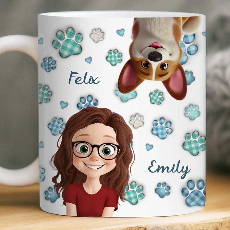 Custom 3D Inflated Effect Printed Mug - Personalized Birthday Gifts For Dog Cat Lovers, Dog Dad And Mom, Cat Owners - Paws Make Life Pop
