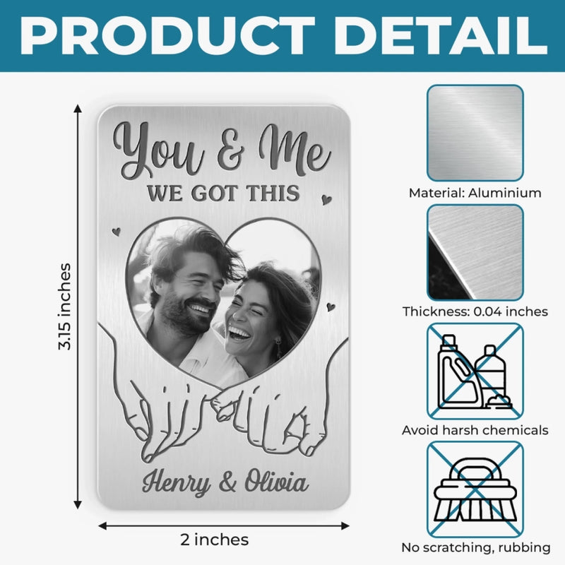 Custom Photo Aluminum Wallet Card - Personalized Anniversary Wedding Gifts For Husband And Wife, Him And Her - Love Built With Patience
