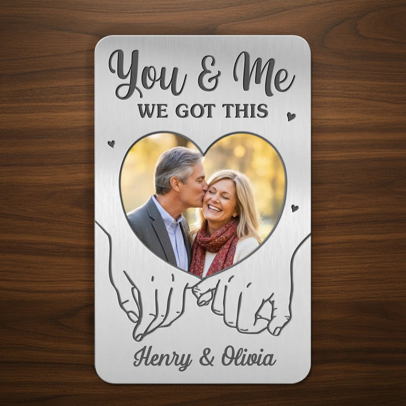 Custom Photo Aluminum Wallet Card - Personalized Anniversary Wedding Gifts For Husband And Wife, Him And Her - Love Built With Patience
