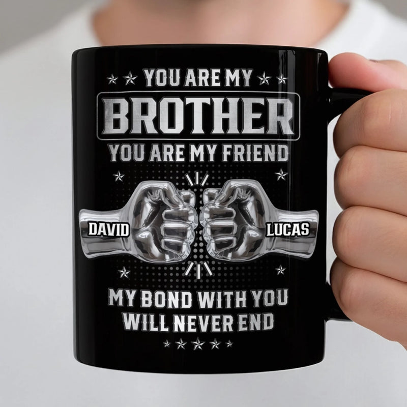 Custom Black Mug - Personalized Birthday Gifts For Dad, Brother, Sister - Not Just A Brother, My Forever Ally