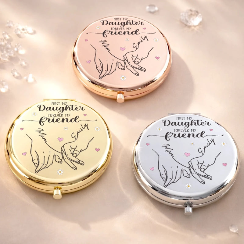 Custom Compact Mirror - Personalized Birthday Gifts For Mom, Daughter - Forever My Daughter, Always My Friend