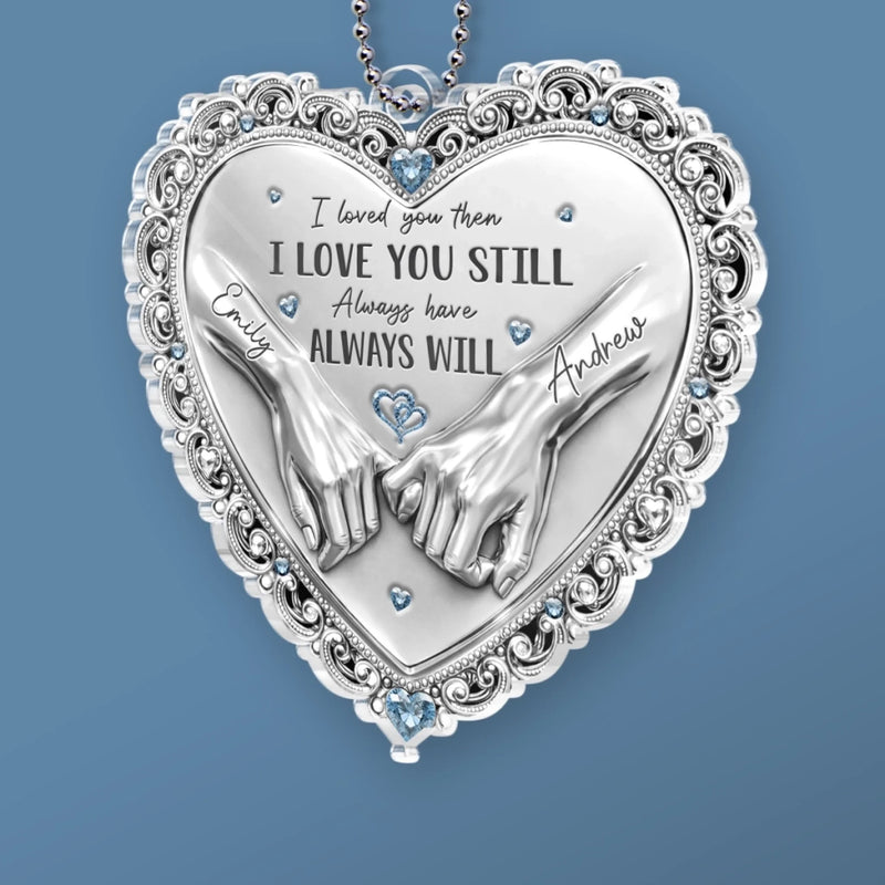 Custom Acrylic Car Ornament - Personalized Anniversary Wedding Gifts For Husband And Wife, Him And Her - You And Me Feels Right