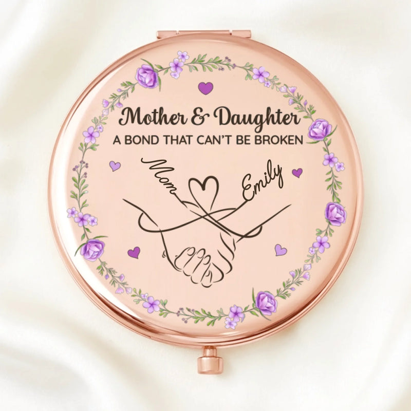 Custom Compact Mirror - Personalized Birthday Gifts For Mom, Daughter - Forever Connected By Love, Always