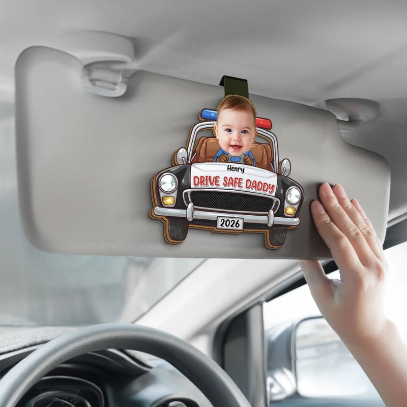 Custom Photo Car Visor Clip - Personalized Birthday Gifts For Dad, Grandpa - Loved Every Mile Driven