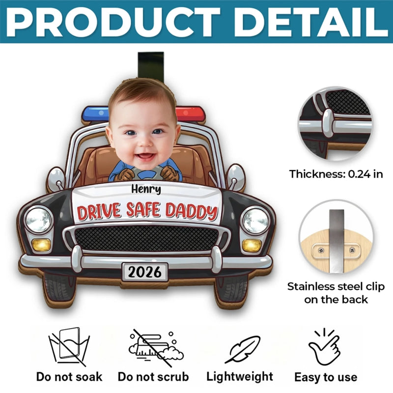 Custom Photo Car Visor Clip - Personalized Birthday Gifts For Dad, Grandpa - Loved Every Mile Driven