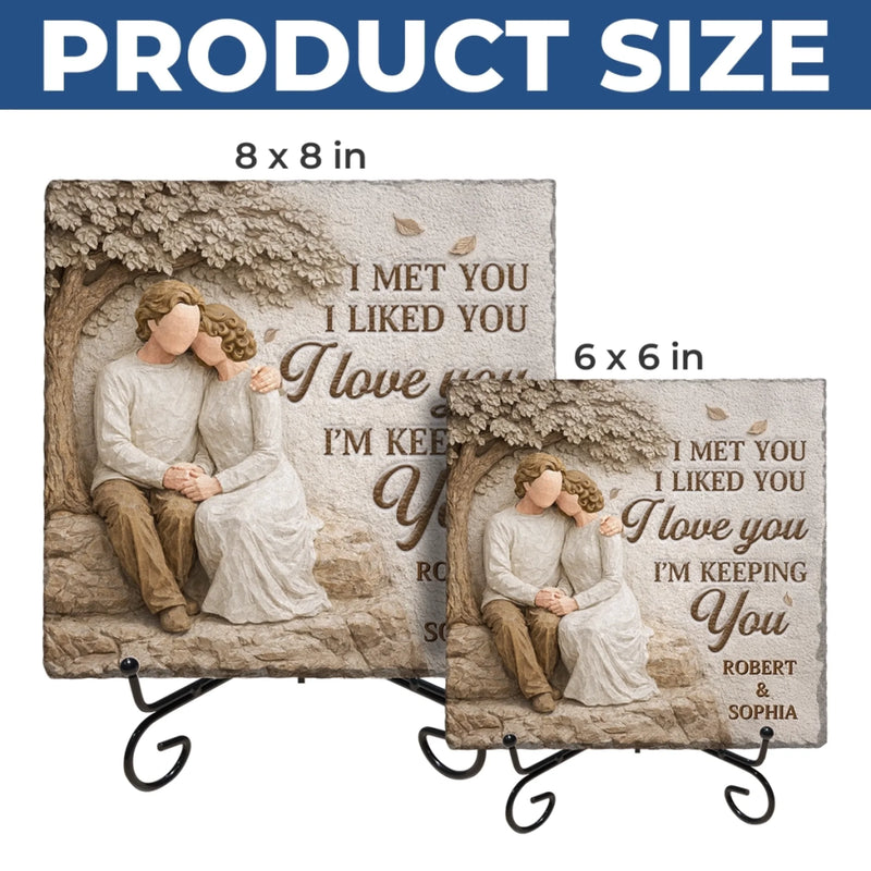 Custom Square Shaped Stone With Stand - Personalized Anniversary Wedding Gifts For Husband And Wife, Him And Her - Our Love Feels Steady
