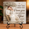 Custom Square Shaped Stone With Stand - Personalized Anniversary Wedding Gifts For Husband And Wife, Him And Her - Our Love Feels Steady