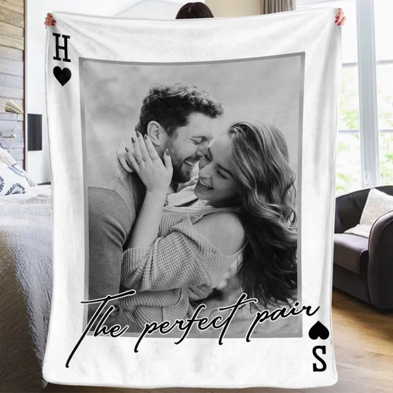Custom Photo Blanket - Personalized Anniversary Wedding Gifts For Husband And Wife, Him And Her - Lucky Looks Good On Us