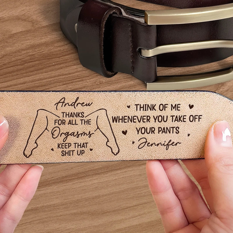 Custom Engraved Leather Belt - Personalized Anniversary Wedding Gifts For Husband And Wife, Him And Her - Love That Moves With Time