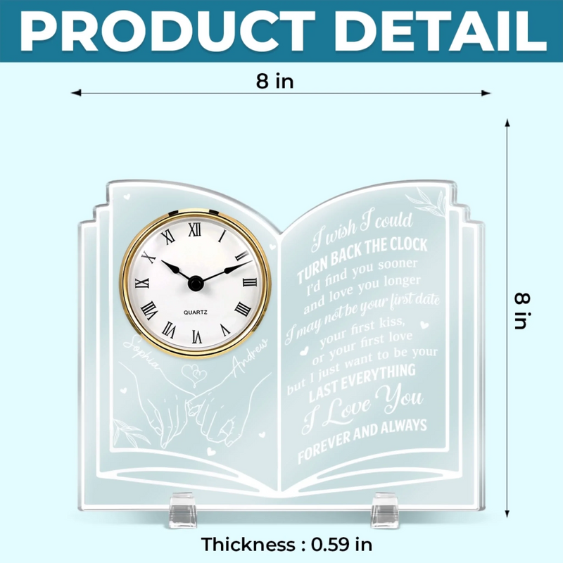 Custom Acrylic Desk Clock - Personalized Anniversary Wedding Gifts For Husband And Wife, Him And Her - Choosing Each Other Every Morning