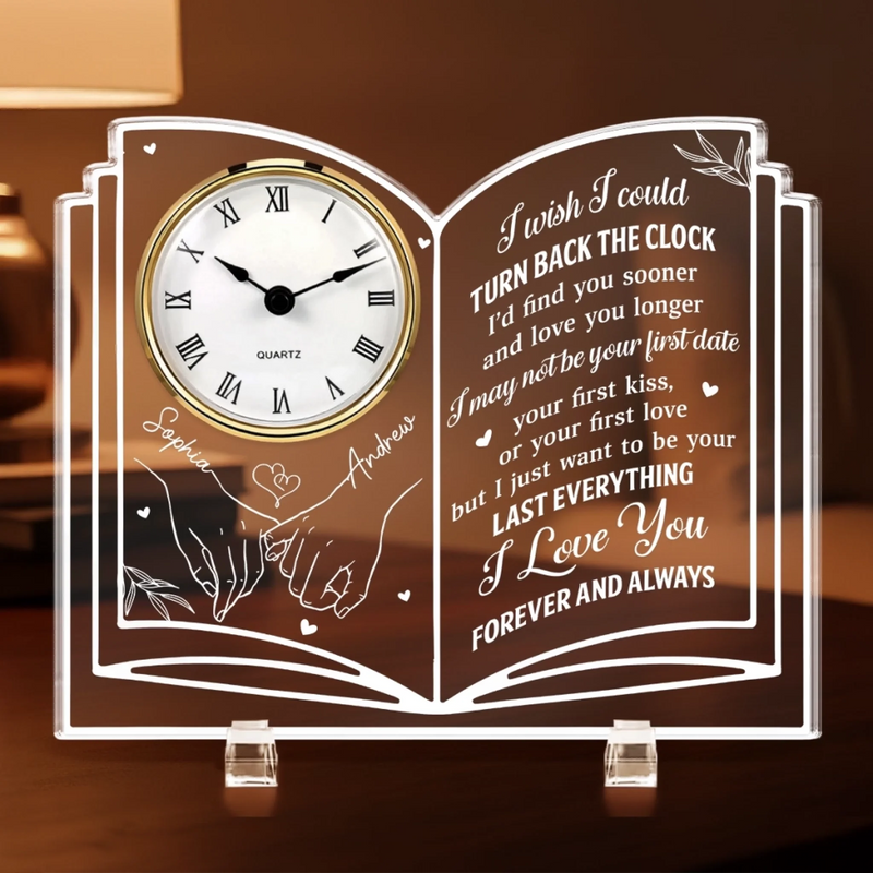 Custom Acrylic Desk Clock - Personalized Anniversary Wedding Gifts For Husband And Wife, Him And Her - Choosing Each Other Every Morning