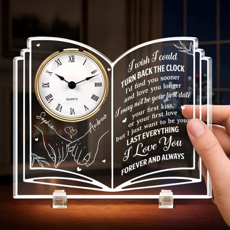 Custom Acrylic Desk Clock - Personalized Anniversary Wedding Gifts For Husband And Wife, Him And Her - Choosing Each Other Every Morning