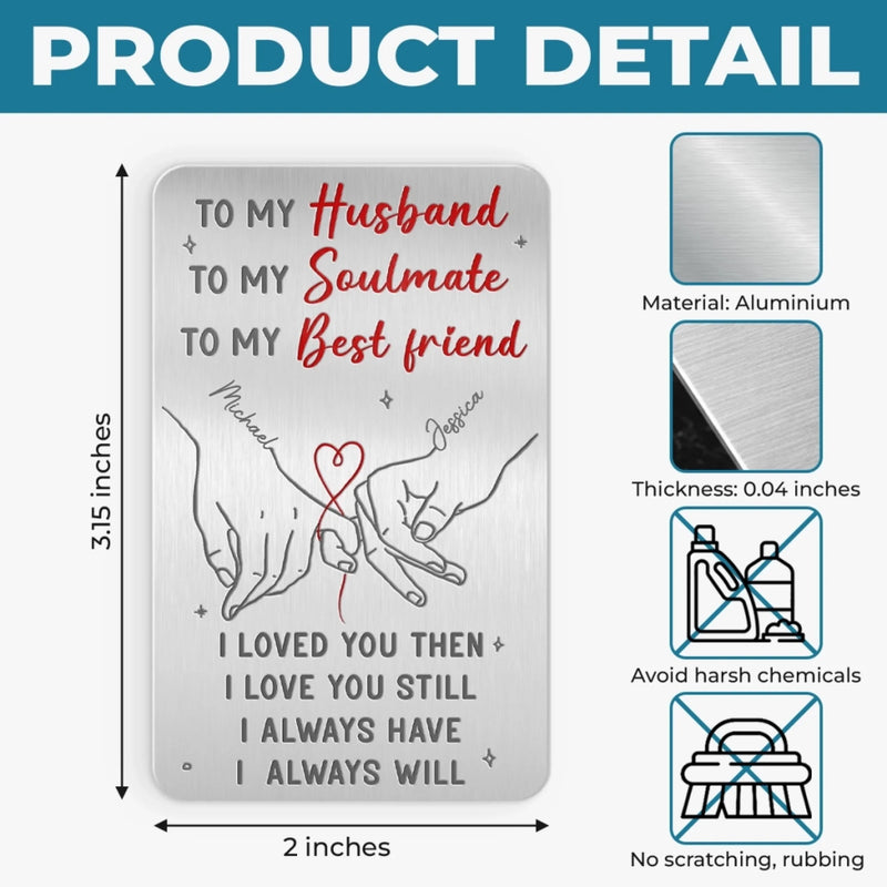 Custom Aluminum Wallet Card - Personalized Anniversary Wedding Gifts For Husband And Wife, Him And Her - Two Hearts Growing Forward