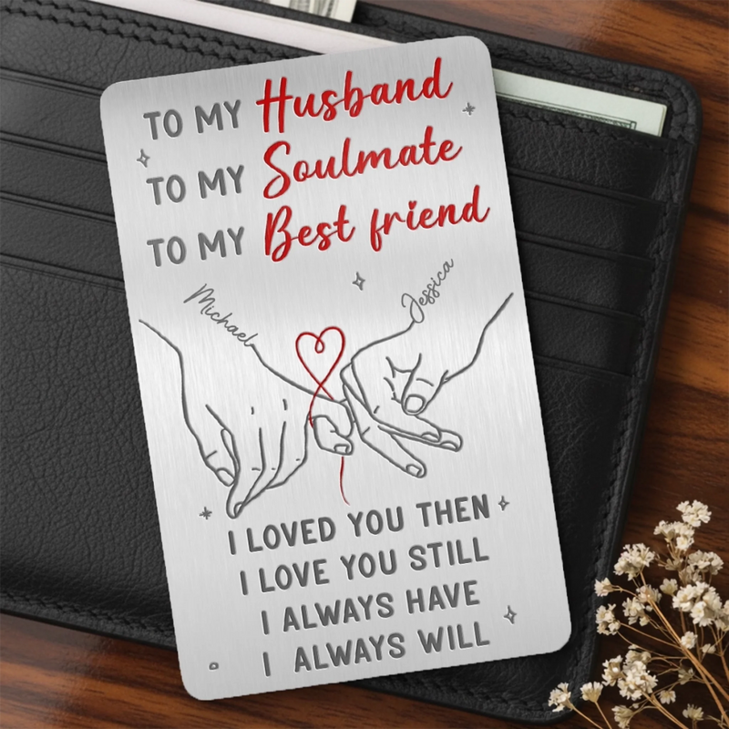 Custom Aluminum Wallet Card - Personalized Anniversary Wedding Gifts For Husband And Wife, Him And Her - Two Hearts Growing Forward