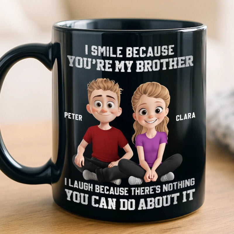 Custom Black Mug - Personalized Birthday Gifts For Brother - Chaos Runs In The Family