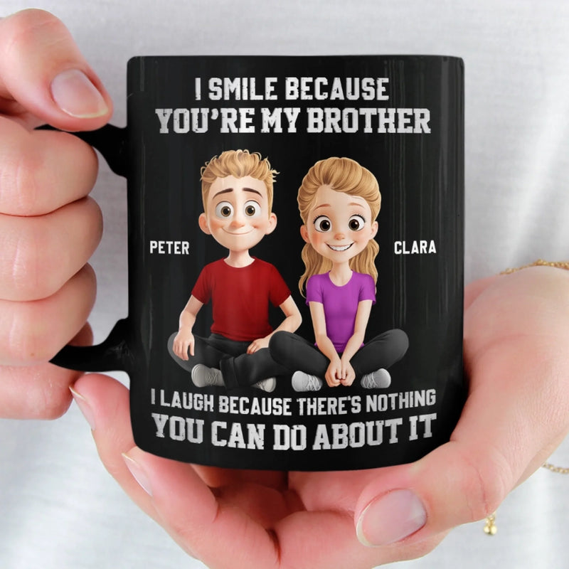 Custom Black Mug - Personalized Birthday Gifts For Brother - Chaos Runs In The Family