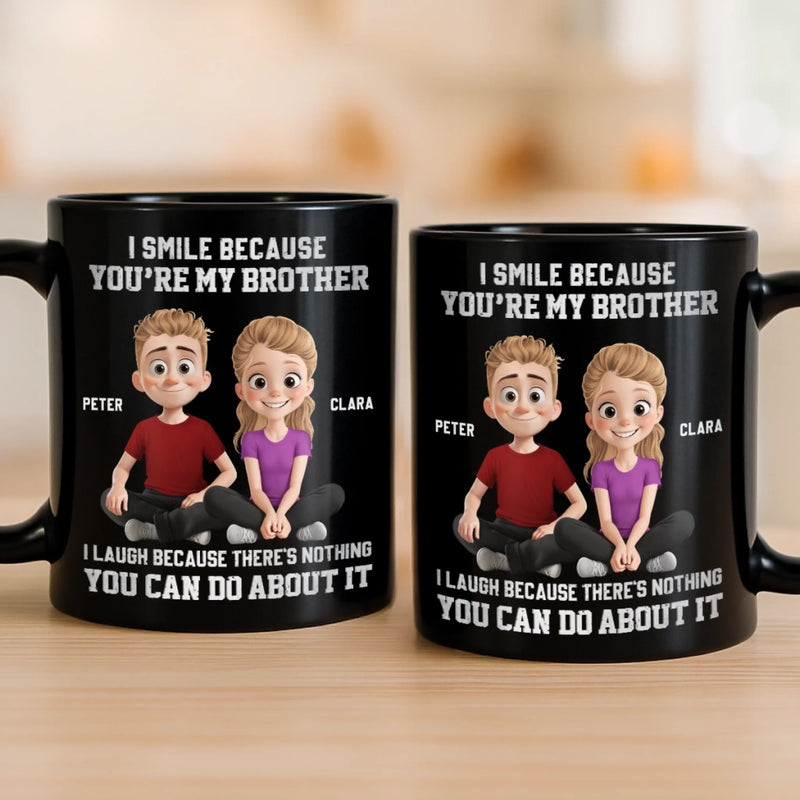 Custom Black Mug - Personalized Birthday Gifts For Brother - Chaos Runs In The Family