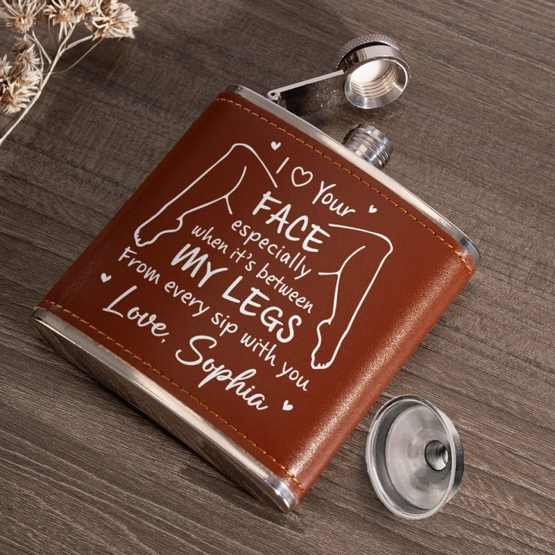Custom Hip Flask - Personalized Anniversary Wedding Gifts For Husband And Wife, Him And Her - Love Feels Simple With You