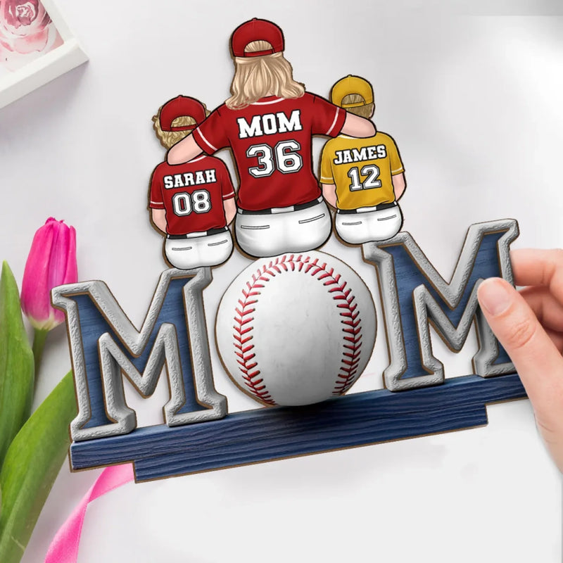 Raising Champions With Love - Family Personalized Custom Shaped 2-Layered Wooden Plaque With Flat Stand - Mother's Day, House Warming Gift For Mom, Sport Lovers, Sport Players