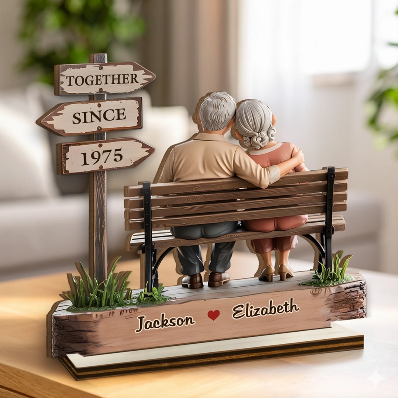 Together Is My Favorite Place To Be - Couple Personalized Custom Shaped 2-Layered Wooden Plaque With Flat Stand - House Warming Gift For Husband Wife, Anniversary