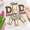 Behind Every Tiny Fist Is A Big Love For Dad - Family Personalized Custom Shaped 2-Layered Wooden Plaque With Flat Stand - Father's Day, House Warming Gift For Dad
