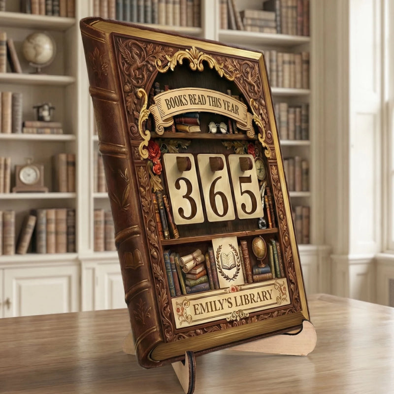 Custom Wooden Tracker Sign - Personalized Bookish Gifts For Book Lovers, Bookworms, Readers - Living Life One Book At A Time