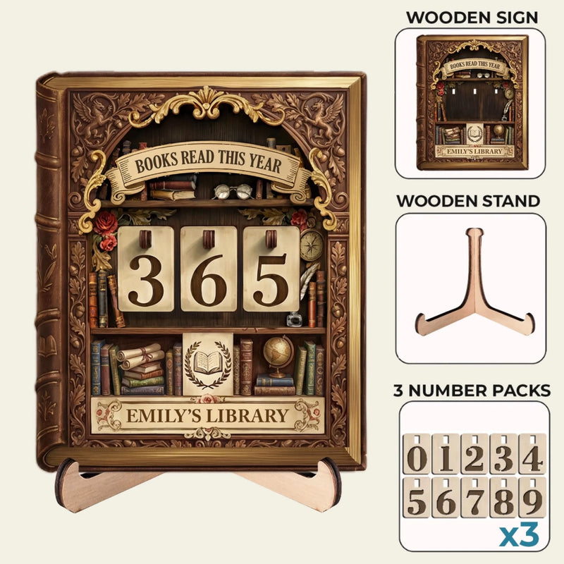 Custom Wooden Tracker Sign - Personalized Bookish Gifts For Book Lovers, Bookworms, Readers - Living Life One Book At A Time