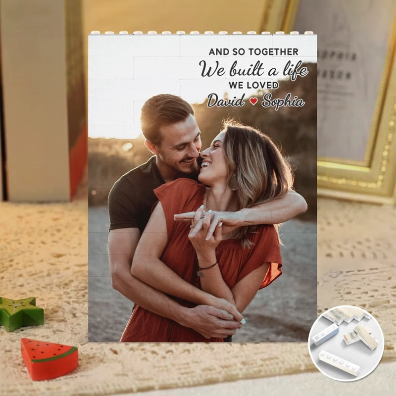 Custom Photo Vertical Rectangle Shaped Building Brick Blocks - Personalized Anniversary Wedding Gifts For Husband And Wife, Him And Her - Our Love Keeps Finding Ways