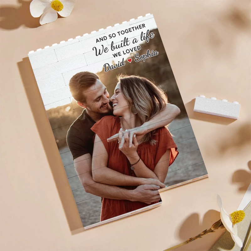 Custom Photo Vertical Rectangle Shaped Building Brick Blocks - Personalized Anniversary Wedding Gifts For Husband And Wife, Him And Her - Our Love Keeps Finding Ways