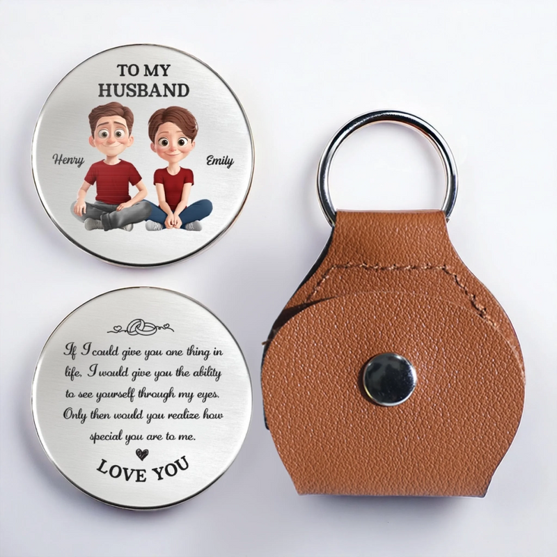 Custom Pocket Hug - Personalized Anniversary Wedding Gifts For Husband And Wife, Him And Her - Love Moves Gently With Us