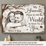 Custom Photo Horizontal Poster, Canvas - Personalized Anniversary Wedding Gifts For Husband And Wife, Him And Her - Happily Ever After