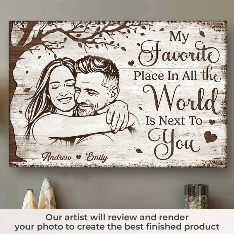 Custom Photo Horizontal Poster, Canvas - Personalized Anniversary Wedding Gifts For Husband And Wife, Him And Her - Happily Ever After