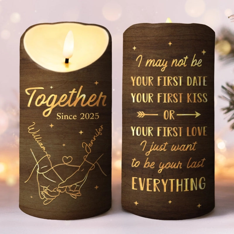 Custom LED Candle - Personalized Anniversary Wedding Gifts For Husband And Wife, Him And Her - Forever In This Glow