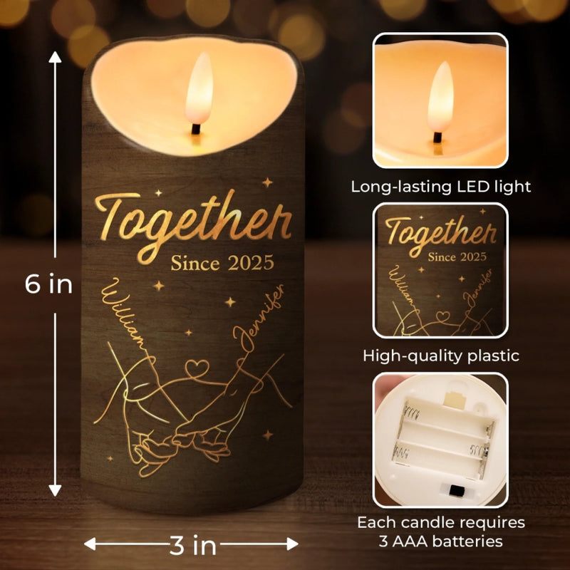 Custom LED Candle - Personalized Anniversary Wedding Gifts For Husband And Wife, Him And Her - Forever In This Glow