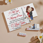 Custom Horizontal Rectangle Shaped Building Brick Blocks - Personalized Anniversary Wedding Gifts For Husband And Wife, Him And Her - We Build Happiness Slowly
