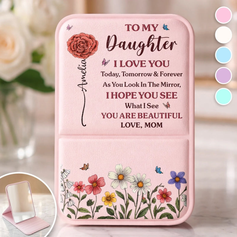 Custom Pocket Mirror - Personalized Birthday Gifts For Mom, Daughter - See Yourself With Love